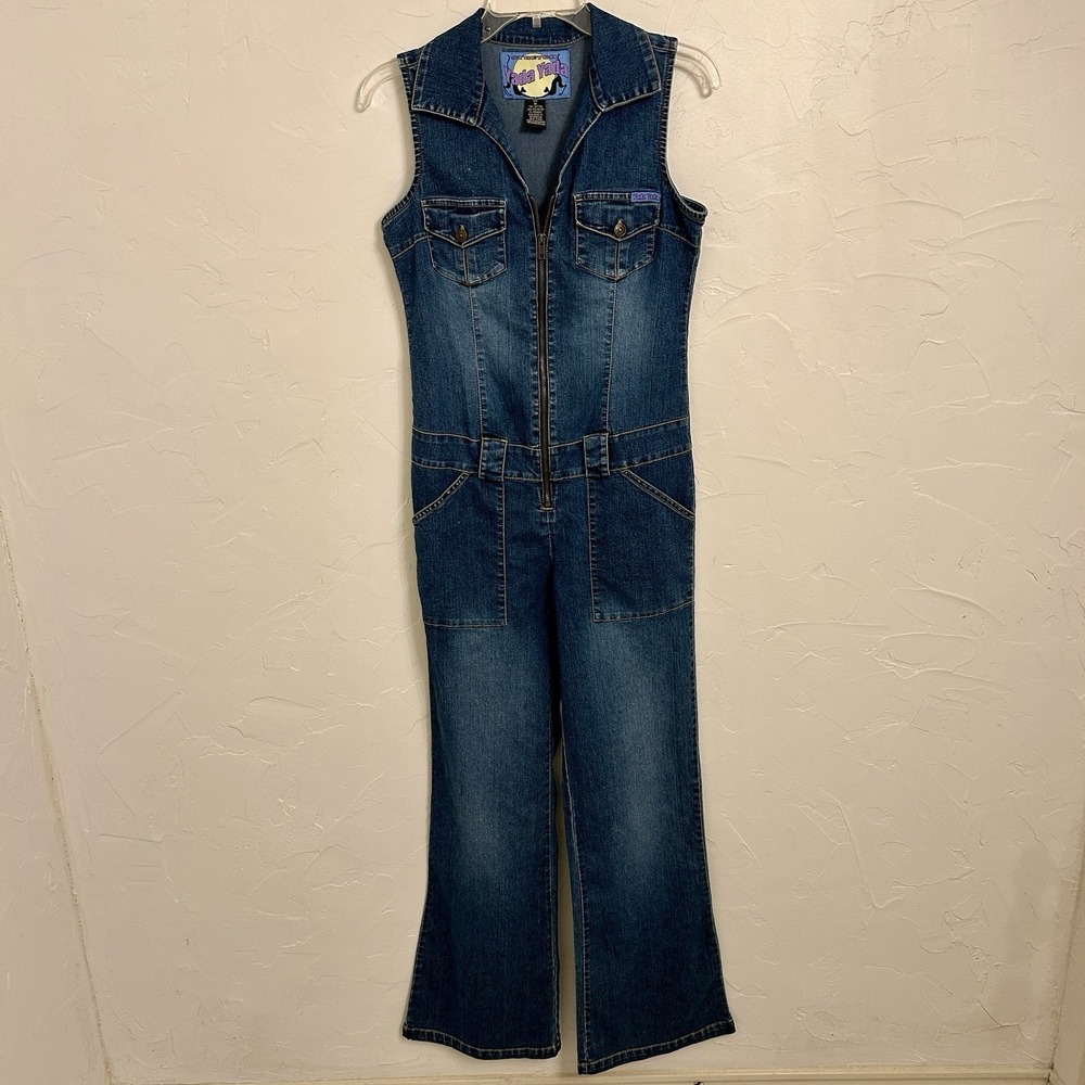 Yada Yada Stretch Vintage Y2K Denim Jean Flare Jumpsuit Womens Sz M